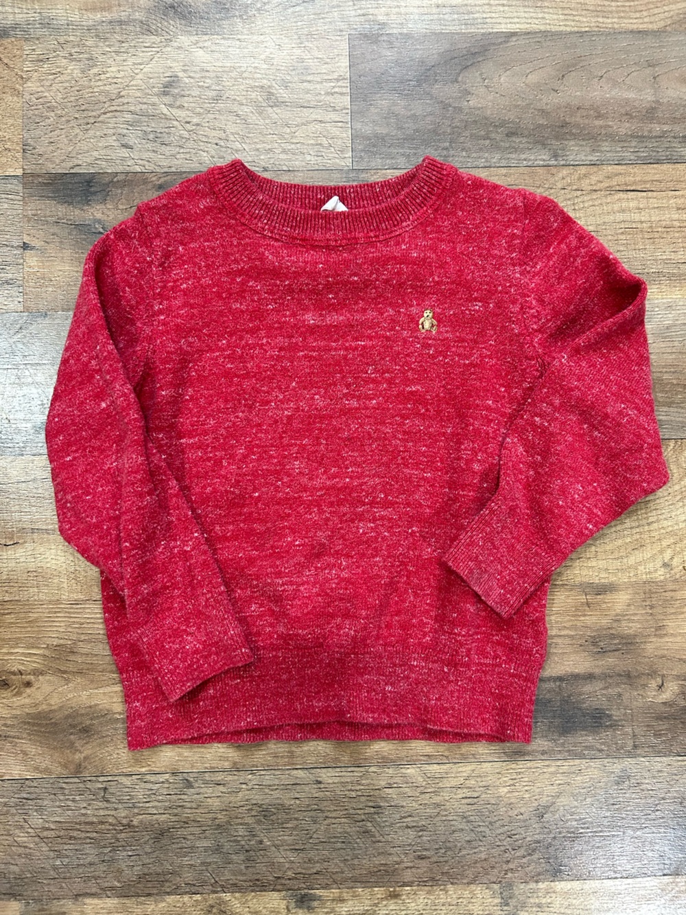 GAP Kids Red Crewneck Sweater Size 5 Embroidered Dog 100% Cotton